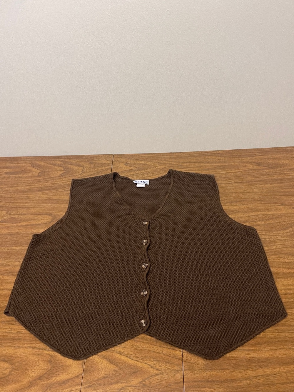 Vintage Button up Textured Sweater Vest